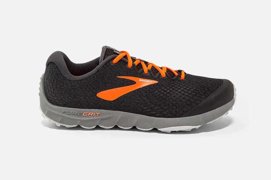 Brooks PureGrit 7 Mens UK - Trail Running Shoes - Black/Orange/Grey 069-FDCQLN